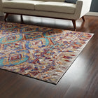 Modway - Centehua Aztèques du Sud-Ouest en détresse Tapis 4 pi l x 6 pi L - Multicolore-Dessous en caoutchouc de prise