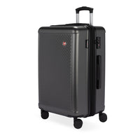 Swiss Gear - Valise pivotante moyenne 24 po - gris foncé-Poignée télescopique escamotable avec activation facile par le pouce du bouton de verrouillage