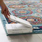 Modway - Entourage Treillis marocain floral vieilli d’Odile Tapis de comédie 8 pi l x 10 pi L - Bleu, Rouge, Orange, Jaune-Polypropylène 100% Frise