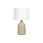 Monarch Specialties - Luminaire - 24 po H Lampe De Table - Béton Beige - Abat-Jour Ivoire / Crème - Contemporain-En combinaison d'une inspiration vintage dans un style contemporain, cette lampe de table en béton beige, lisse et élégante, de 24 pouces de haut, avec un abat-jour tambour en tissu ivoire et surmontée d'un embout rond noir, attire l'attention dans tous les espaces