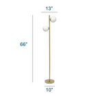 JAC Styles Liam 66" 2-Light Floor Lamp - Gold with White Shade-10