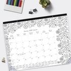 Blueline - 2027 Calendrier sous-main mensuel à colorier DoodlePlan - 22 po x 17 po - motif Botanica - bilingue-Semaines numérotées