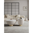 Manhattan Comfort - Ensemble de 3 tables : table basse et tables d’appoint Anderson modernes, revêtement similicuir crème-Table basse et table d’appoint avec un magnifique plateau en céramique effet marbre