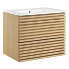 Modway - Render Support mural de 24" Vanette de salle de bain - Oak White-Vanité moderne du milieu du siècle