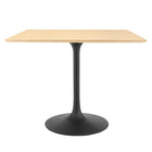 Modway - Lippa 36 po Carré Bois Table à manger, Noir Naturel-Placage de bois