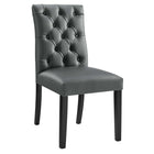 Modway - Duchess Bouton touffé Cuir végane Chaise à manger - Gris-Chaise de salle à manger à touffes boutonnées