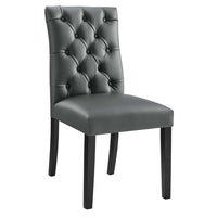Modway - Duchess Bouton touffé Cuir végane Chaise à manger - Gris-Chaise de salle à manger à touffes boutonnées