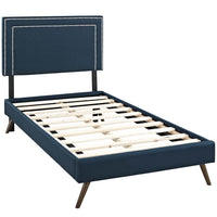 Modway - Jessamine Tissu Lit à plateforme jumelle avec pattes rondes écartées, Azure-Rembourrage fin en polyester
