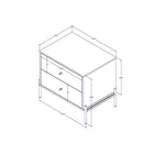 Manhattan Comfort - Ensemble de 2 tables de chevet modernes Jasper 25,15" - Gris-Belles poignées de tiroir rondes en or uniques