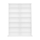 Prepac - Cabinet d'affichage haut à 2 colonnes 51 po, cabinet de rangement pour DVD avec 14 étagères ajustables - Blanc-Fini en stratifié blanc durable