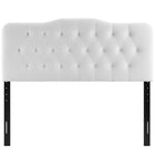 Modway - Annabel Touffe de diamant Performance Velvet Tête de lit complète, Blanc-Hauteur ajustable de 45 » à 52,5 »