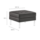 Modway - Loft Touffe Cuir végane Ottoman - Gris argenté-Sellerie lisse en cuir synthétique