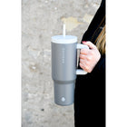 GROSCHE - Aspen Gobelet Isolé avec Poignée - 40 oz - Gris Acier-Conception à demi-tour ultra-sécurisée