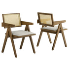 Modway - Thera Canne en cuir végane Fauteuils de salle à manger Ensemble de 2 - Pierre de chêne altérée-Ensemble de 2 fauteuils de salle à manger