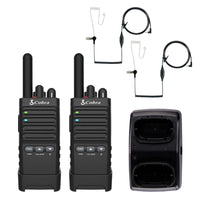 Cobra - PX650 Radio bidirectionnelle professionnelle FRS avec casques de surveillance - Paquet de 2-Conception Professionnelle Et Discrète: Conçu pour une utilisation professionnelle avec un rayon d’action allant jusqu’à 300 000 pieds carrés et 25 étages