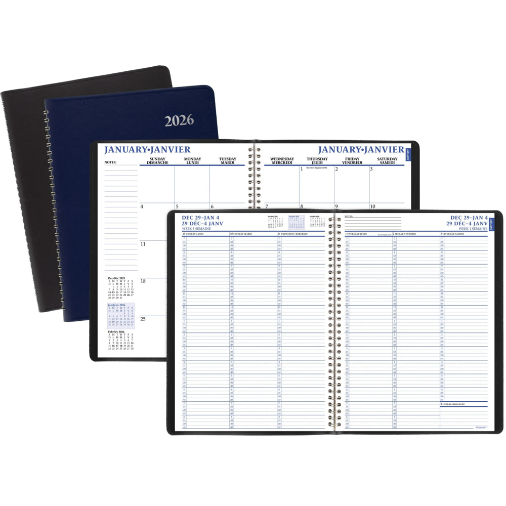 Recharge Agenda Organiseur Hebdomadaire Anglais 9,5 X 17 Cm 90g 2026 - Papier FSC Pour Planner 6 Anneaux