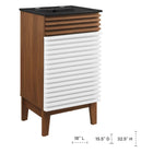 Modway - Render 18" Vanette de salle de bain - Noyer blanc Noir-Étagère de rangement réglable