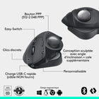 Logitech - Souris trackball sans fil MX Ergo S Plus - Graphite-Double connectivité sans fil: connectez votre souris sans fil rechargeable via Bluetooth ou le récepteur USB Logi Bolt (inclus), passez d'un ordinateur à l'autre d'une simple pression sur le bouton Easy-Switch