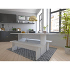 Manhattan Comfort - Ensemble de salle à manger moderne Nomad 172,5 cm - Blanc - Ensemble de 3-Comprend 1 table et 2 bancs Capacité des bancs Espace pour 2 personnes chacun