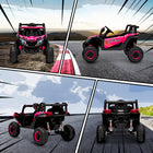Qaba - UTV électrique 12V à batterie avec démarrage progressif - rose-Suspension à 4 roues et moteurs puissants assurent une conduite fluide sur différents terrains 