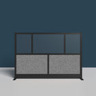 Luxor - Mur modulaire 70 x 48 - Cadre noir segmenté, fenêtre givrée, PET gris frais-S'intègre au système de cloisons de séparation pour des configurations évolutives
