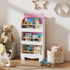 Qaba - Organisateur d'étagères à livres pour enfants à 3 niveaux - Rose-La hauteur des trois niveaux permet aux enfants d'accéder facilement aux objets 