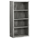 Monarch Specialties - 7405 48 po H Etagere - Faux Bois Gris/Tablettes Ajustable-Beaucoup d'espace de rangement avec 3 tablettes réglables à panneaux épais - 1 tablette fixe