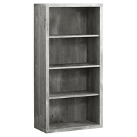 Monarch Specialties - 7405 48 po H Etagere - Faux Bois Gris/Tablettes Ajustable-Beaucoup d'espace de rangement avec 3 tablettes réglables à panneaux épais - 1 tablette fixe