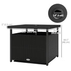 Outsunny - Table basse de patio en rotin d’extérieur 22 po avec trou pour parasol, noir-Fabriquée avec un cadre en acier revêtu de poudre pour plus de robustesse et de stabilité  