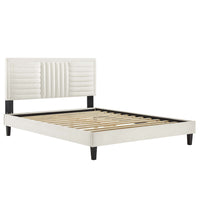 Modway - Sofia Chenal Touffé Performance Velvet Lit de plateforme King, Blanc-Lit de plateforme King