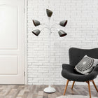 Simple Designs - Lampe de sol blanche à col de cygne réglable, 5 lampes, abat-jour gris-5 x abat-jour en plastique gris