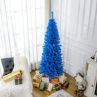 HOMCOM - Sapin de Noël artificiel de 6 pi avec ouverture automatique - Bleu-Les branches en plastique réalistes donnent un aspect plein et luxuriant à l'arbre 