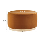 Modway - Tilden Grand Velours rond de performance de 29" Rembourré Ottoman - Rouille naturelle-Tissu résistant aux taches