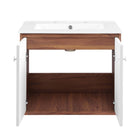 Modway - Transmit 24" Vanité de salle de bain murale - Blanc noyer-8