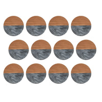 Maxwell & Williams - Collectif de Sous-verre Ronde Marbre & Gris Anthracite Acacia Sous-verre - Paquet de 12-Fabriqué en céramique résistant à la chaleur