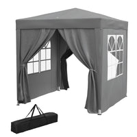 Outsunny - Tente auvent pliante 6.6 pi l x 6.6 pi L pour extérieur - jardin - patio - Gris-Tente de fête 6,6 x 6,6 po avec 4 parois amovibles, idéale pour une utilisation lors d'événements extérieurs, comme les barbecues, marchés aux puces et plus encore