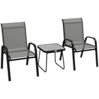 Outsunny - Ensemble bistro de patio 3 pièces avec chaises empilables et table-Ensemble de 3 pièces au design compact pour les petits balcons 