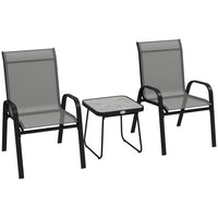 Outsunny - Ensemble bistro de patio 3 pièces avec chaises empilables et table-Ensemble de 3 pièces au design compact pour les petits balcons 