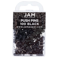 JAM Paper - Punaises colourées - noires - paquet de 100-Punaises à tête en plastique | Couleur : Noir