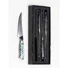 Minimal - Ensemble de couteaux à steak Damascus TransShell de 4 pièces, service pour 4 personnes-Poignées élégantes uniques au design ergonomiquees