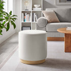 Modway - Tilden Velours rond de performance de 16" Rembourré Ottoman - Albâtre naturel-Rembourrage en mousse dense