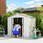 Outsunny - Abri de jardin 7' x 4' avec fondation au sol, argenté-Construction robuste avec des murs renforcés à nervures et un kit de fondation