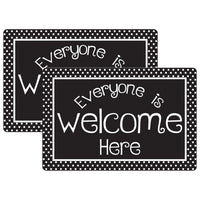 Ashley Productions - Smart Poly Tapis de bienvenue avec dos antidérapant - 15 -5" x 23 -5" - points noirs et blancs Tout le monde est le bienvenu ici - paquet de 2-Nos tapis de qualité supérieure sont conçus pour résister aux rigueurs de l'utilisation quotidienne en classe, ce qui les rend parfaits pour les zones à fort passage.