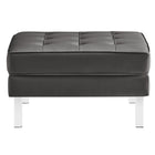 Modway - Loft Touffe Cuir végane Ottoman - Gris argenté-Coussin rembourré en mousse dense