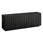 Hudson&Canal - Meuble TV rectangulaire cannelé Molly pour téléviseurs jusqu'à 75 po - Noir veiné-Un design moderne et contemporain permet d'accueillir des téléviseurs jusqu'à 75 pouces dans votre espace de divertissement