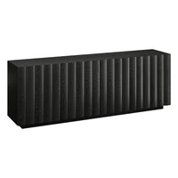 Hudson&Canal - Meuble TV rectangulaire cannelé Molly pour téléviseurs jusqu'à 75 po - Noir veiné-Un design moderne et contemporain permet d'accueillir des téléviseurs jusqu'à 75 pouces dans votre espace de divertissement