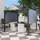 Outsunny - tonnelle de patio extérieure 10 pi l x 10 pi L - gris-Colonnes en acier avec revêtement en poudre et supports triangulaires pour la solidité et la stabilité