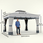 Outsunny - Pavillon d’extérieur à double toit 10 pi l x 12 pi L avec moustiquaire et rideaux-Les rideaux créent de l'intimité quand vous le souhaitez