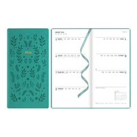 Letts - 2026 Agenda hebdomadaire Woodland - 6-7/8 po x 3-1/8 po - Vert - Multilingue-12 mois: janvier 2026 - décembre 2026