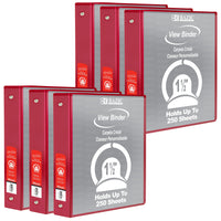 BAZIC Products - 1.5 po 3-Ring View Binder with 2 Pockets - Red - 6 Pack-Couverture en vinyle dur